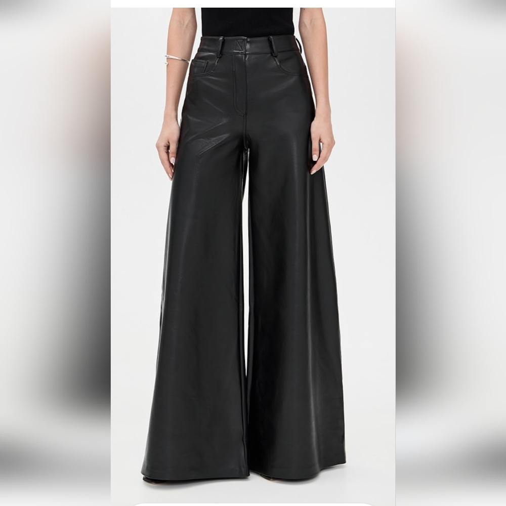 Blank NYC Women's Vegan Leather Pant Wide Leg Black Size 27.